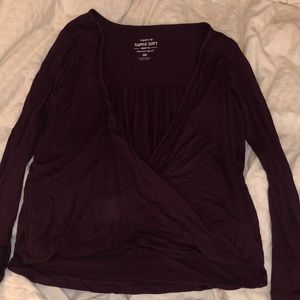 Torrid Maroon Open front Stretchy Shirt
